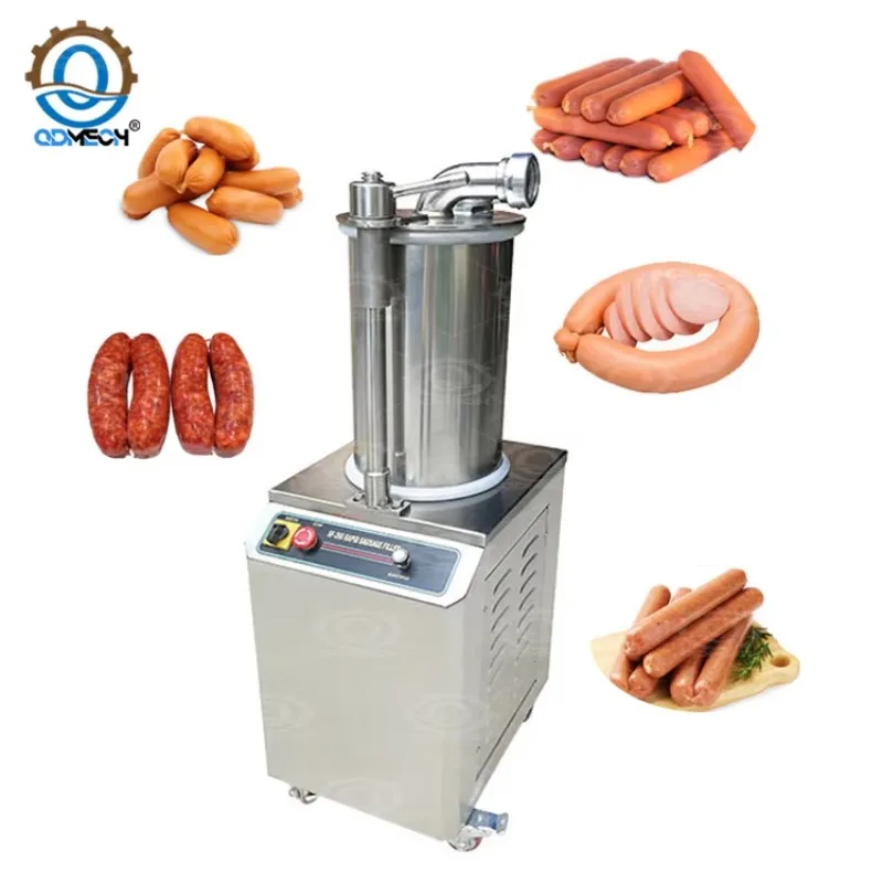 Hot SellingQDMECH High Capacity Vacuum Chicken Beef Fish Sausage Chorizo Casing Filling 35L Hydraulic Sausage Fill Machine