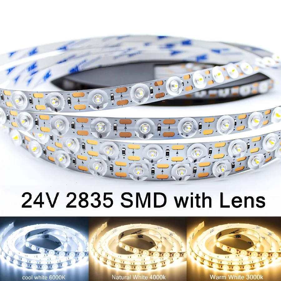 

20~0.5M 12MM with Lens 2835 LED Strip Light 48LED/M 24V Flexible Light Strip Adehesive Tape Living Room Lighting Lamp Home Decor
