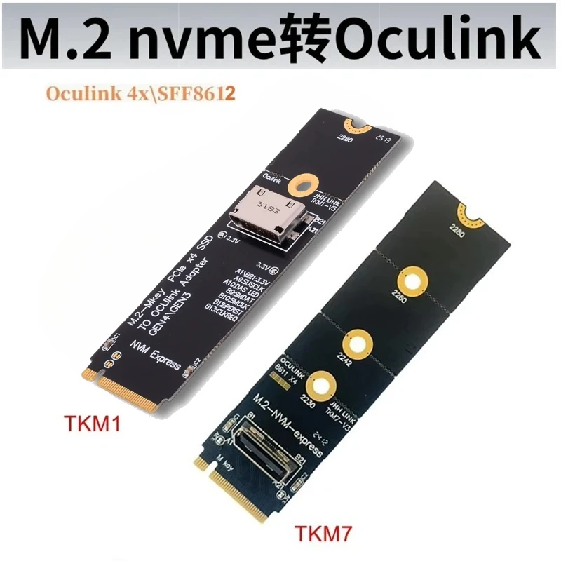 M.2 NVME M-Key to U.2 Oculink SFF-8612 Adapter PCI-E NGFF Gen4 Gen3 2.5 Inch Riser Card M.2 M Key PCIE X4 SSD to Oculink Adapter