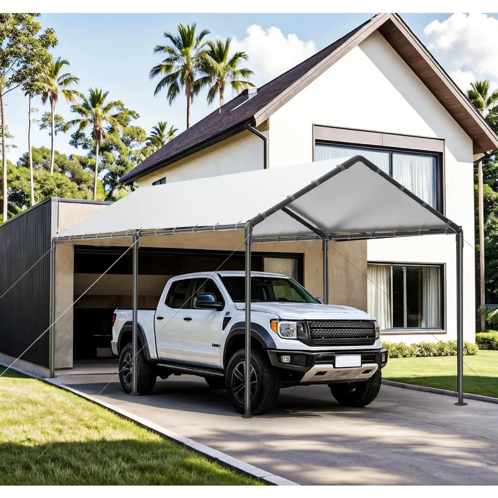 

Carport, сверхмощный портативный гараж 10x20 футов, автомобильный порт с навесом для хранения, автомобильная палатка с навесом и стальным каркасом, всесезонный брезент для