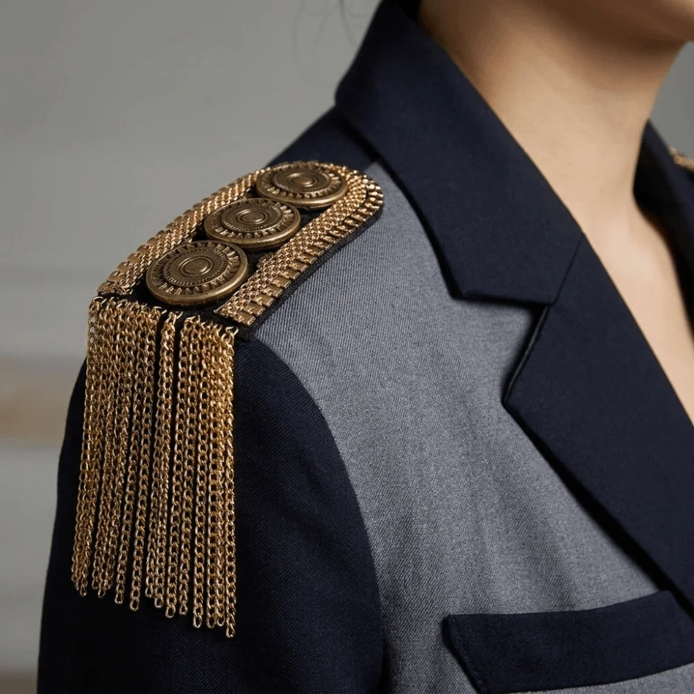 Luxury Alloy Shoulder Epaulets Decorative DIY Fringe Shoulder Ornament Chain Tassel Retro Clothing Accessories Unisex