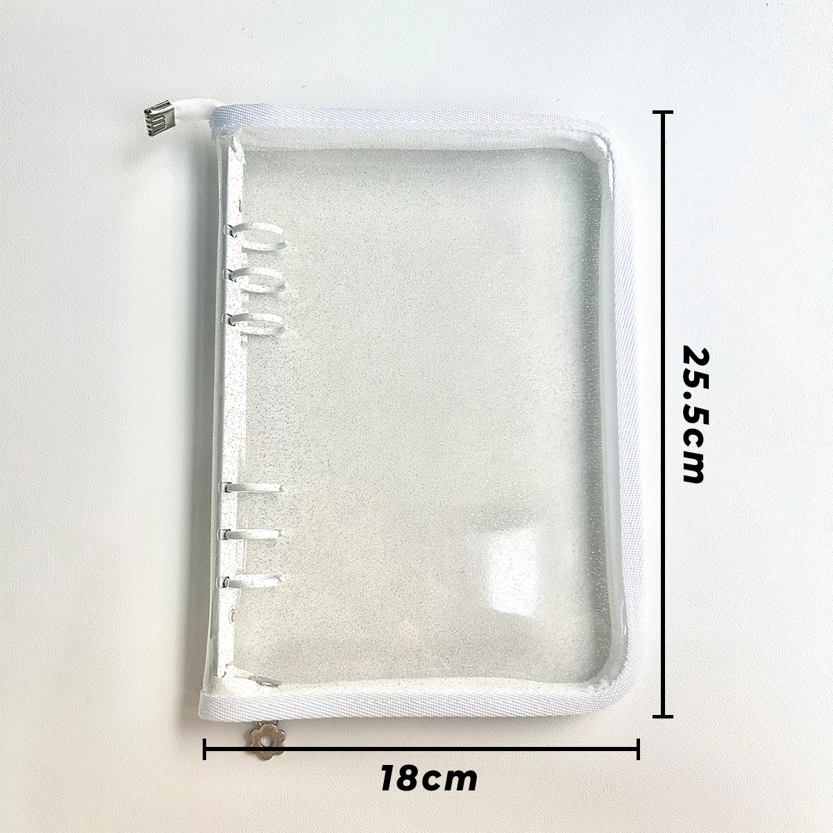 A5 Transparent Binder Shell Waterproof PVC Binder Cover With Zipper For Refillable Notebook Shell Sparkling Planner Cover