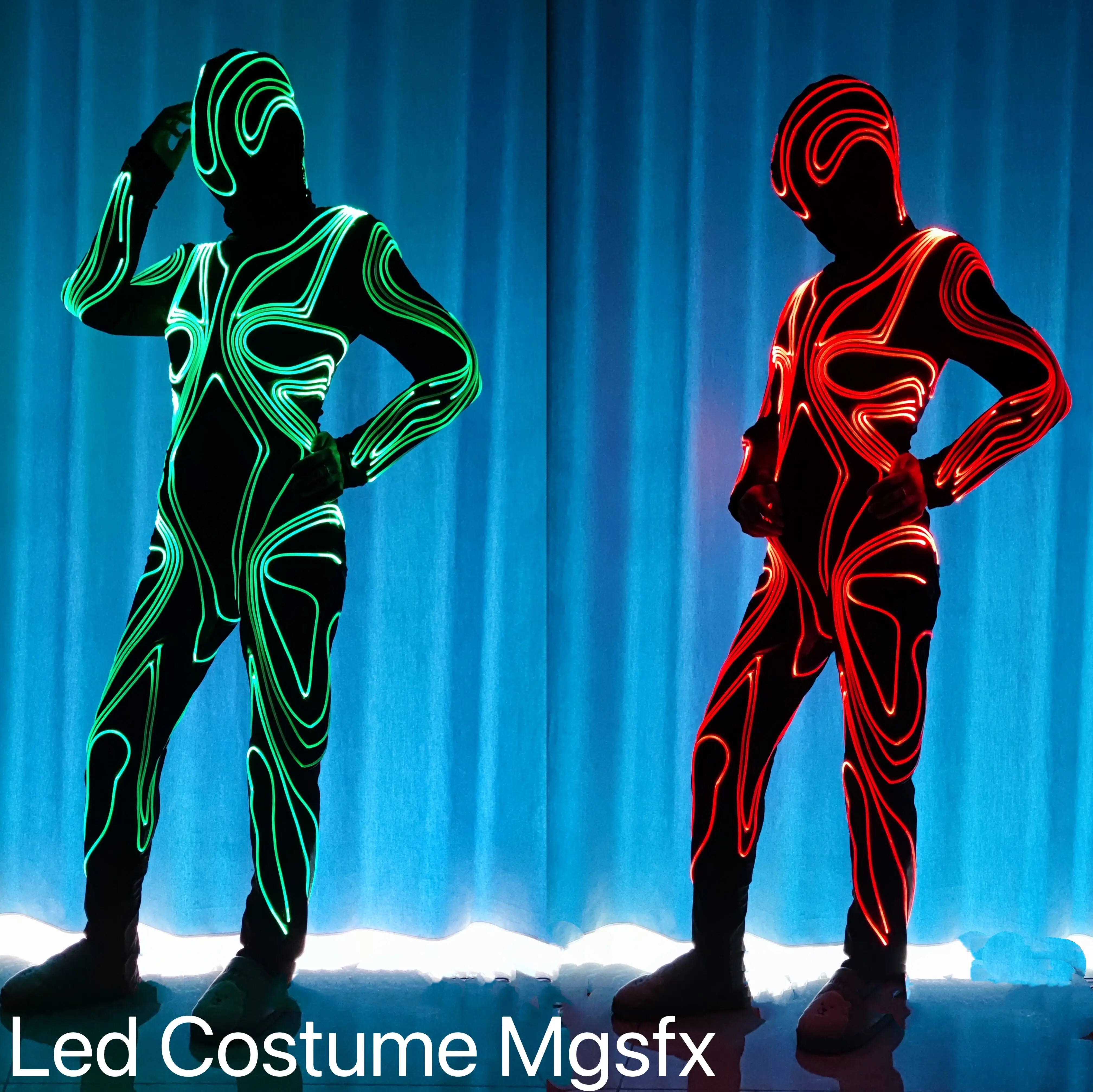 Vũ Đạo Gợi Cảm Quang Sợi LED Bodysuit Pha Jumpsuit Hiện Trang Phục Clubwear Huỳnh Quang Quần Áo