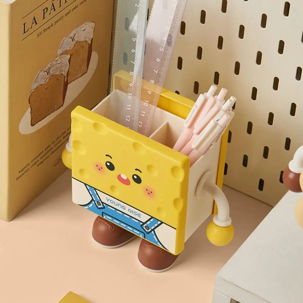Durable Plastic Pen Holder Biscuit Design Bread Design Pen Container Cartoon Plastic Large Capacity Desktop Organizer Office