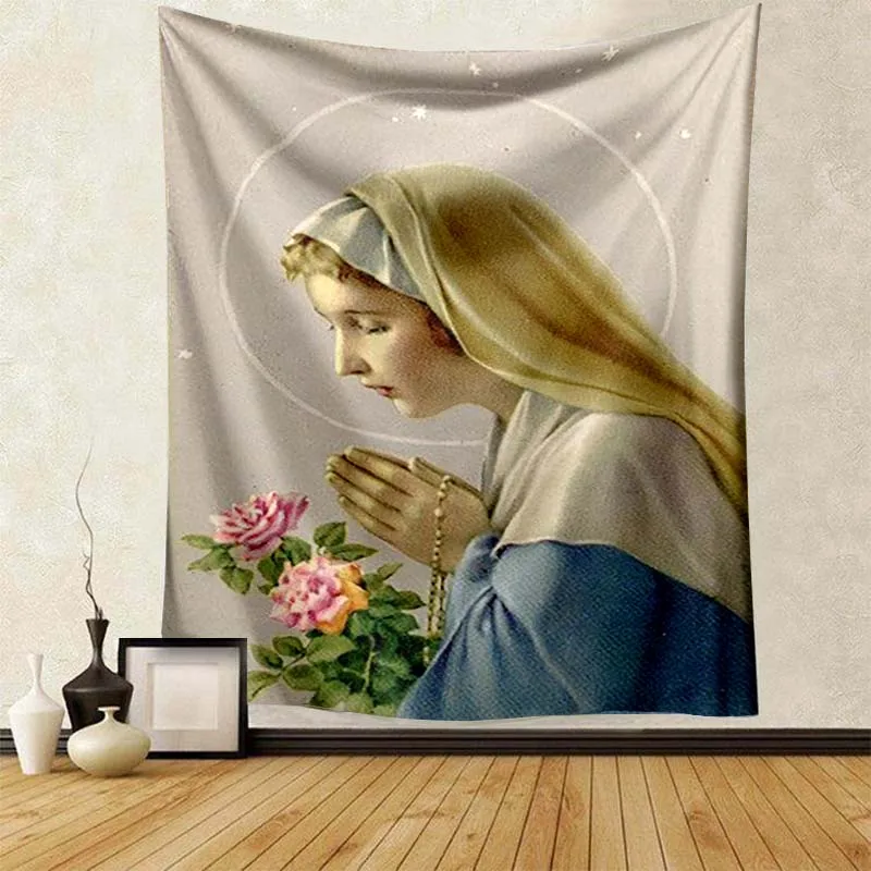 Virgin Mary Religion Christ Tapestry Lightweight Decorative Ornament Super Soft Tapestry Bed Sofa Dormitory Living Room Adult