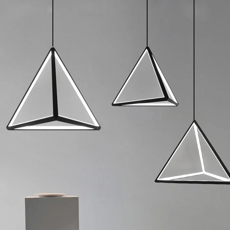 

Modern Simple LED Chandeliers Dining Room Island Triangular Geometric Hanging Lamp Black/Gold Bedroom Restaurant Bar Art Fixture