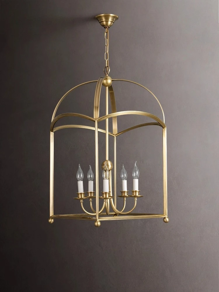 

Ретро-светильники из чистой меди в американском классическом стиле для виллы, фойера, кабинета, спальни, лестницы, квадратные.