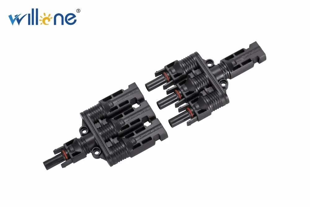 

Willone 5 pair free shipping 1 to 3 T branch cable connector.1Male+3Female&1Female+3Male Three Branch Solar Connector