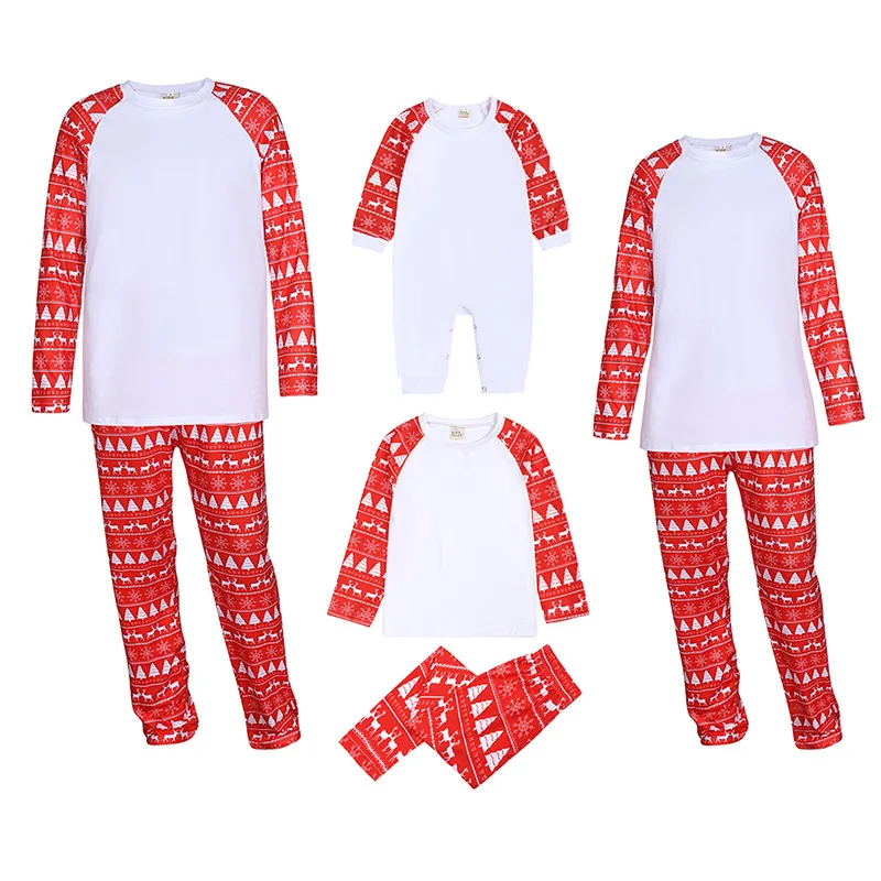 Christmas Family Pajama Set Sublimation Blank Children's Sleepwear Polyester Parent-child Matching Clothes Homewear Couples