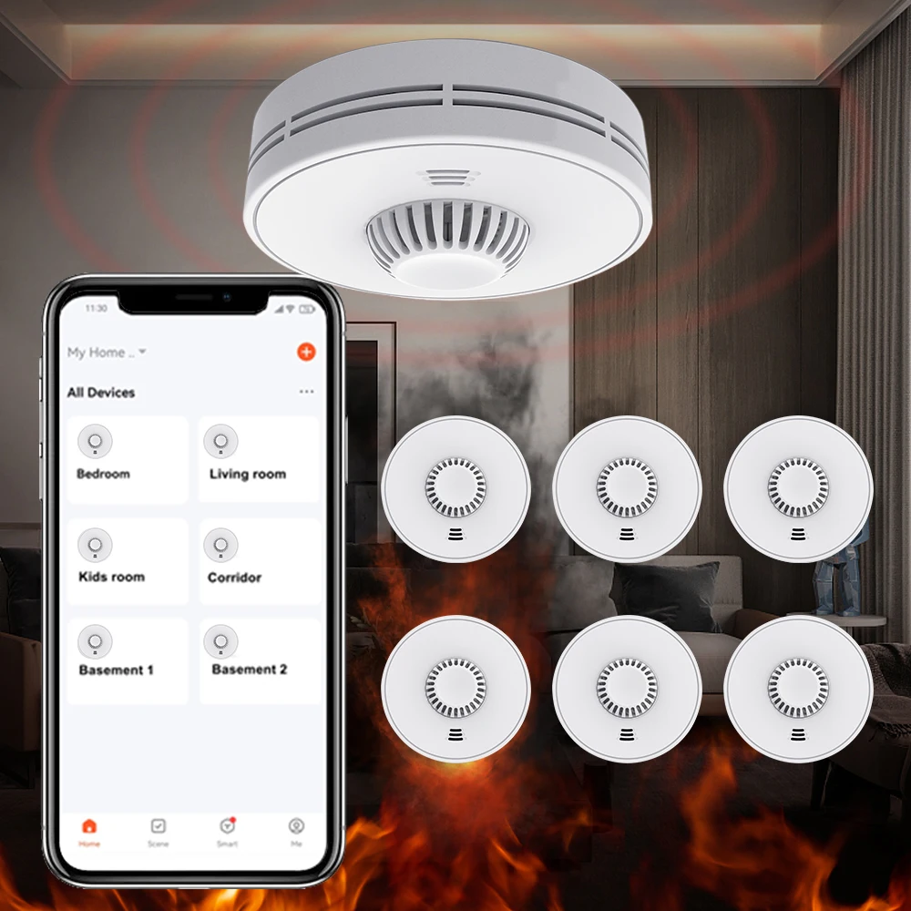 Detector de calor inteligente Wi-Fi com controle de aplicativo Tuya, alarme de calor inteligente Tuya com bateria de lítio selada de 10 anos, BS 5446-2, VH01W