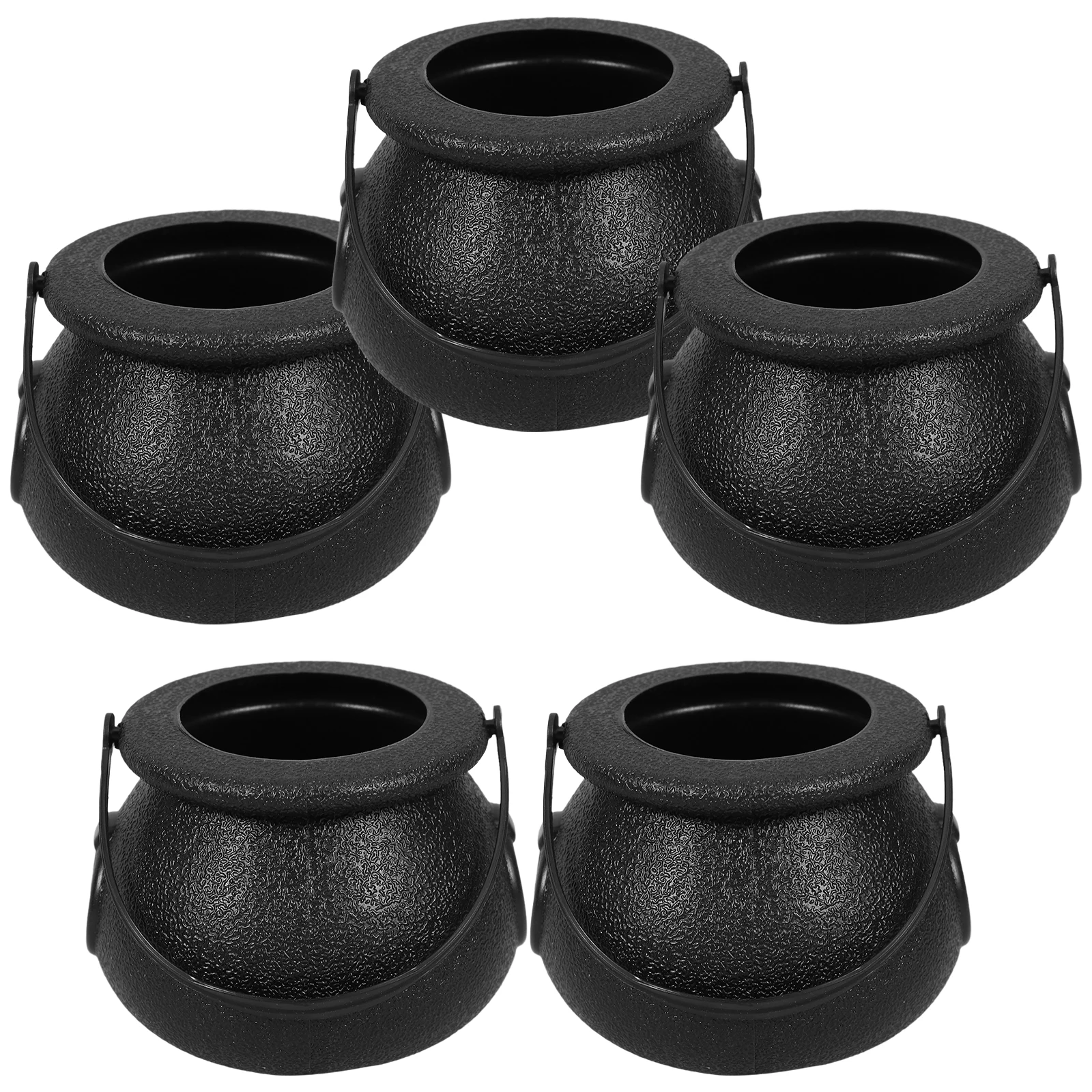 

5 Pcs Children Candy Jar Bucket Black Circle Halloween Treat Basket Portable Small Gift Container Party Supplies DIY