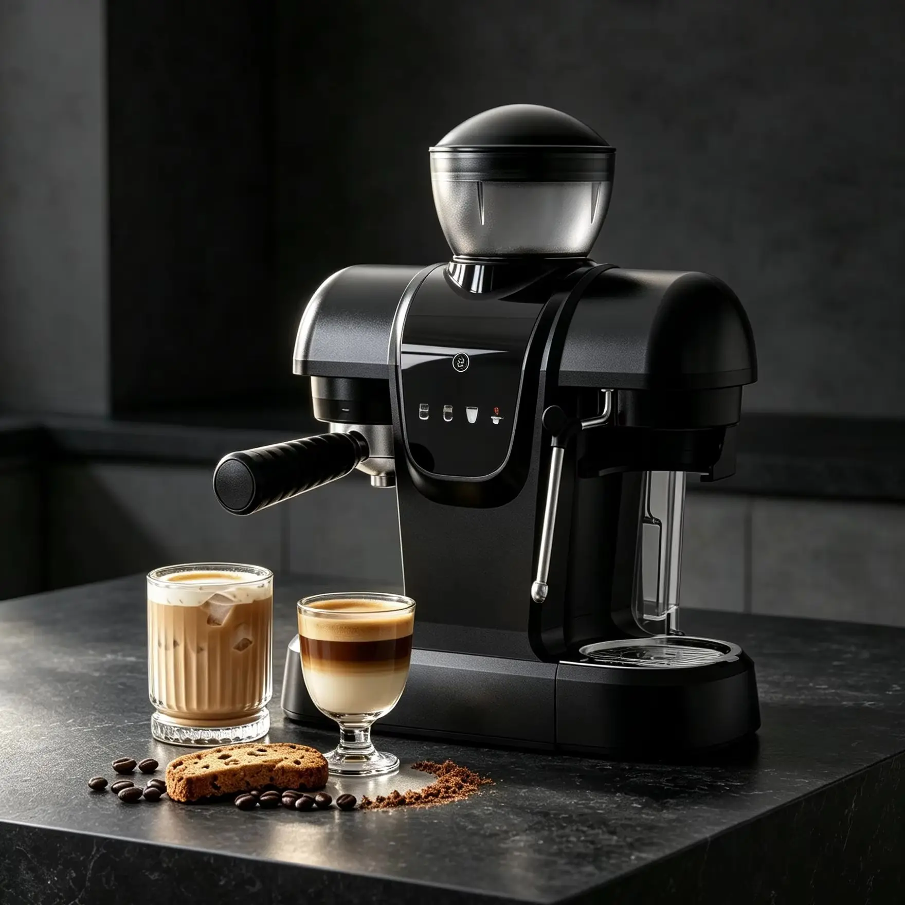 20 Bar Espresso Machine Semi-Automatic Coffee Maker with Integrated Grinder Milk Frother Steam Wand for Cappuccino Latte