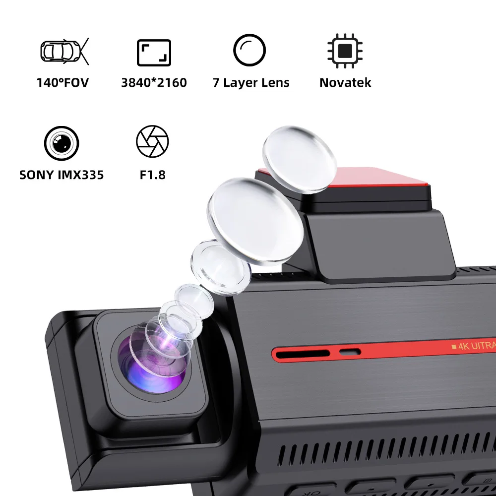 

4K+2K Dual Lens Car Dash Cam 170° Wide Angle WIFI Loop Recording Touch Screen Car DVR Camera