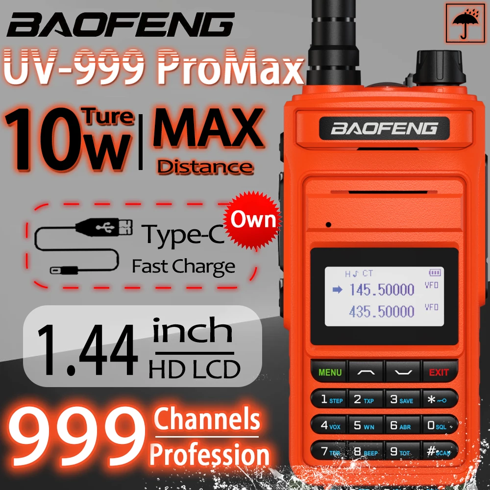 

2023 Baofeng UV-999 ProMax 999 Channel Walkie Talkie High Power UHF VHF Ham CB Radio Upgraded Of UV5R 2-Way Radio Long Range