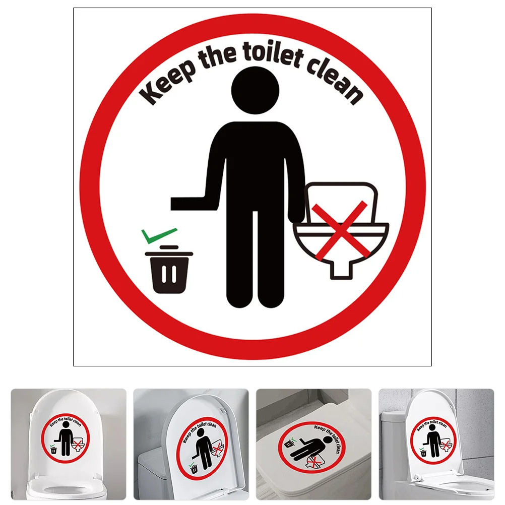 Toilet Flush Sticker Removable Decal Seat Cover Prompt Decals Remind Sign Decorate Window