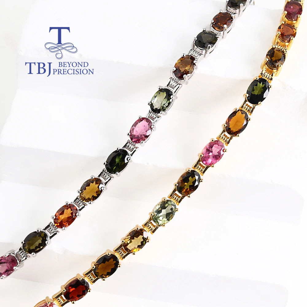 2026 Luxury 925 Sterling silver Bracelet Natural colourful tourmaline gemstone fine jewelry for women anniversary and party gift