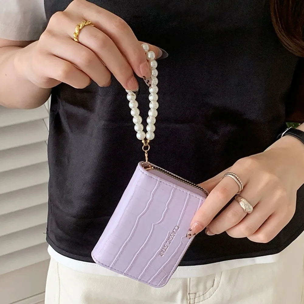 Durable Multifunctional Wallet PU Leather Solid Color Purse Zipper Coin Bag