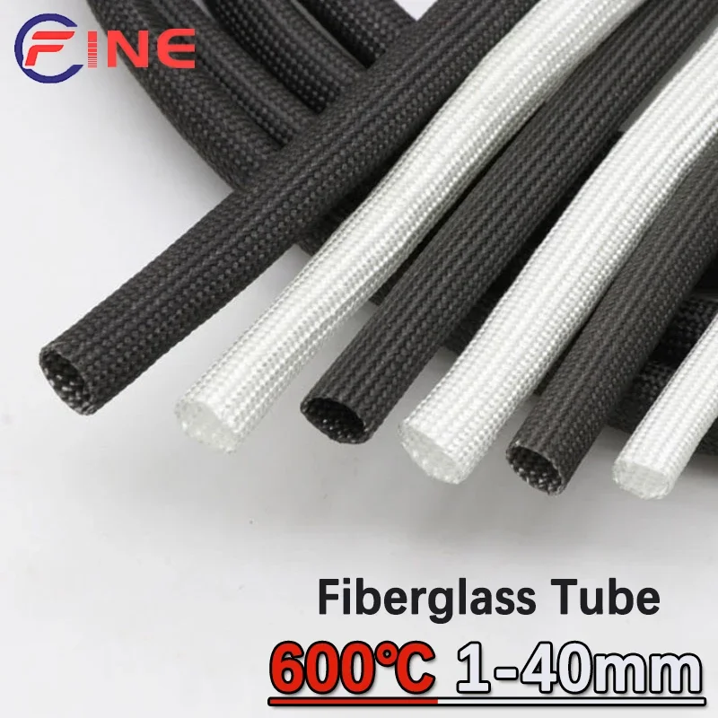 ID 1mm-40mm Fiberglass Tube 600 Deg.C High Temperature Silicone Resin Coated Insulated Soft Chemical Glass Fiber Braided Sleeve