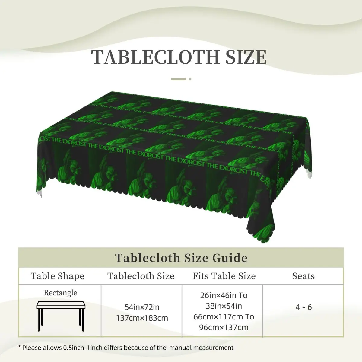 The Exorcist Green Customized Rectangular Tablecloth Oilproof Table Cover for Dining Events Table Cloth