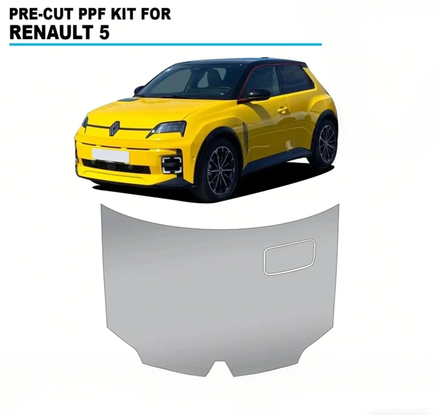 

For Renault 5 2022+ TPU Hood Engine Paint Protection Film Self-Healing Clear Bra Pre-cut PPF Car Body Anti-Scratch Resistant