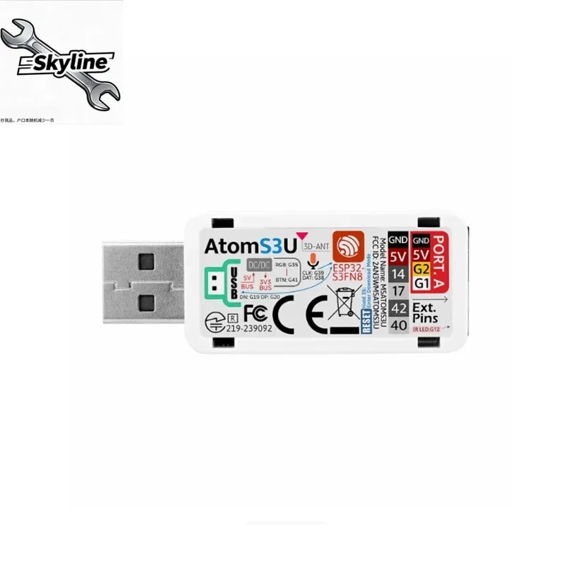1 pièce, carte de développement ESP32-S3 multifonctionnelle M5Stack AtomS3U pour l'IoT, interface USB de type A.
