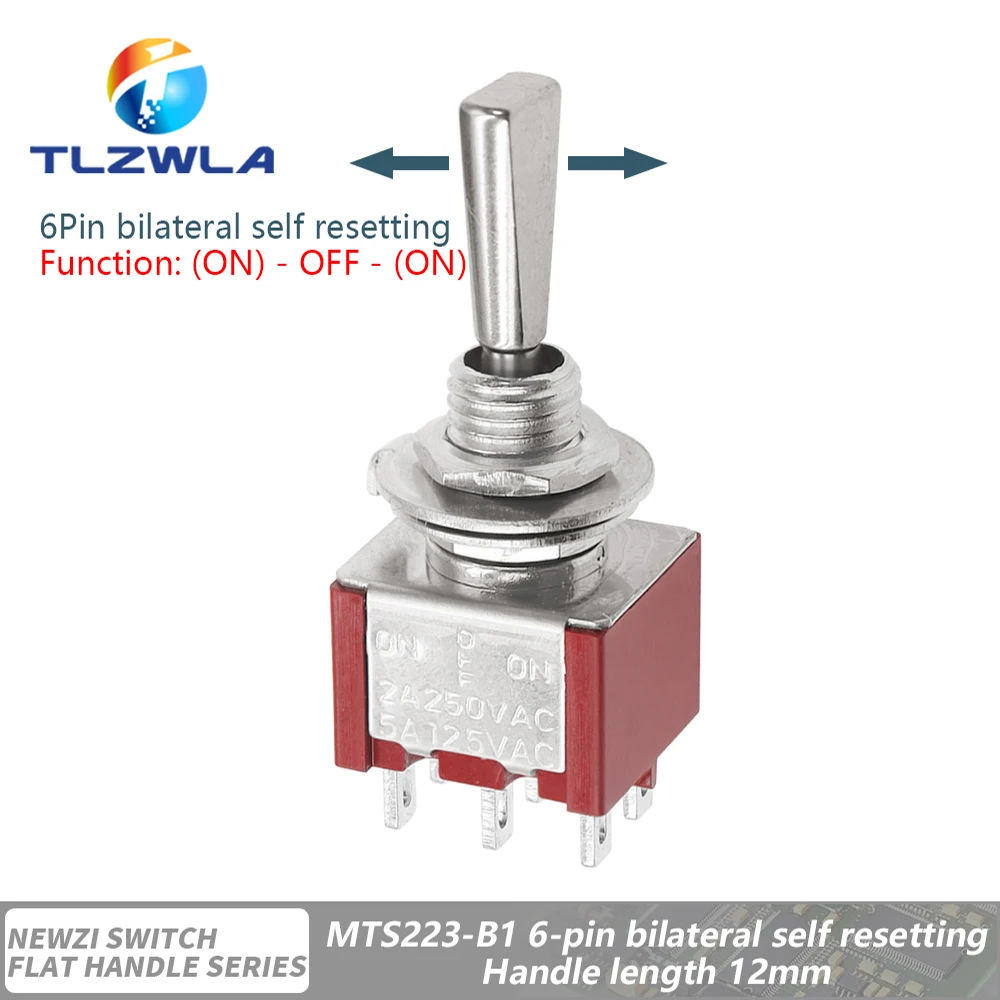 6mm Flat Handle Toggle Switch 3/6Pins ON-OFF-ON