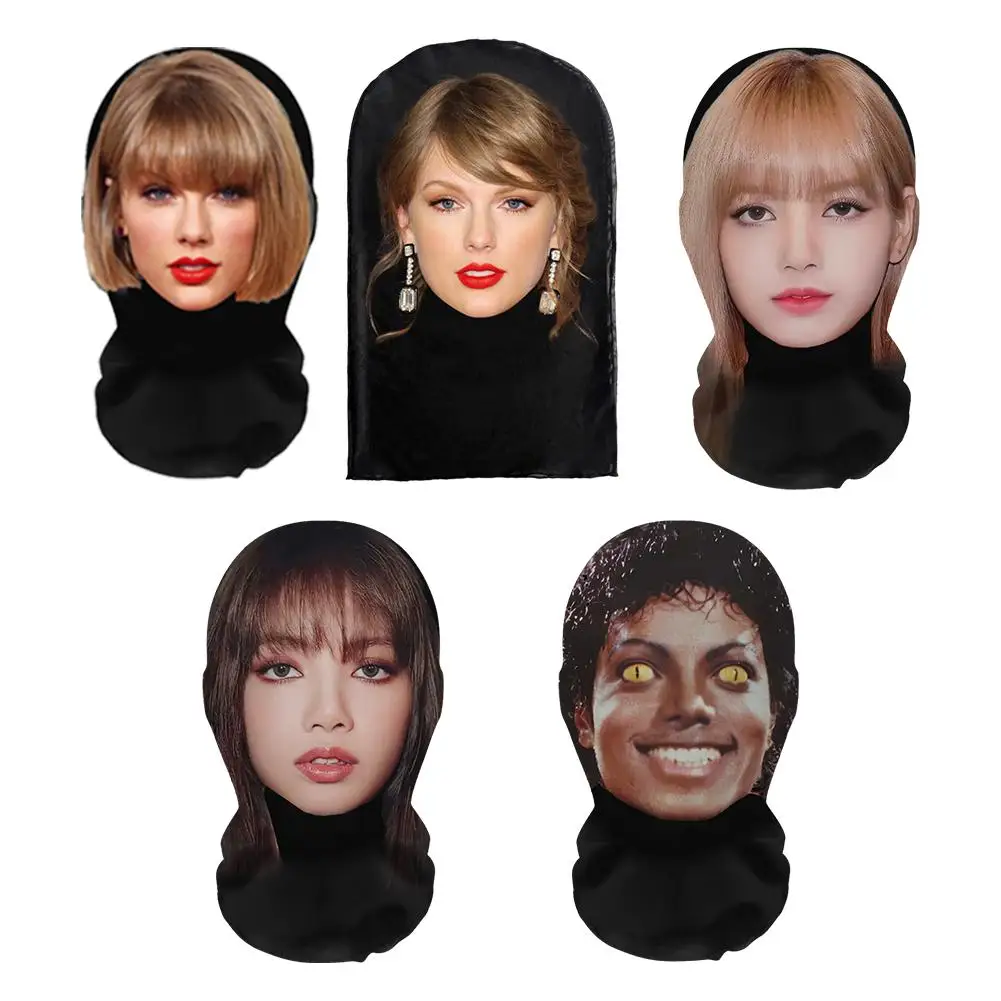 3D Printed Seamless Mask Celebrity Face Mask Funny Head Cover Riding Scarf Cosplay Party Headwear Hip Hop Hood Balaclava