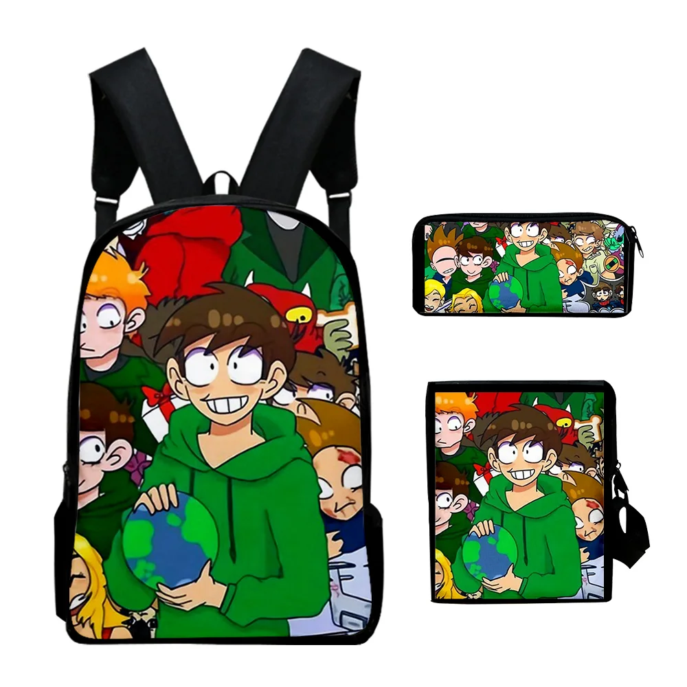 

Popular Funny Trendy eddsworld 3D Print 3pcs/Set pupil School Bags Laptop Daypack Backpack Inclined shoulder bag Pencil Case