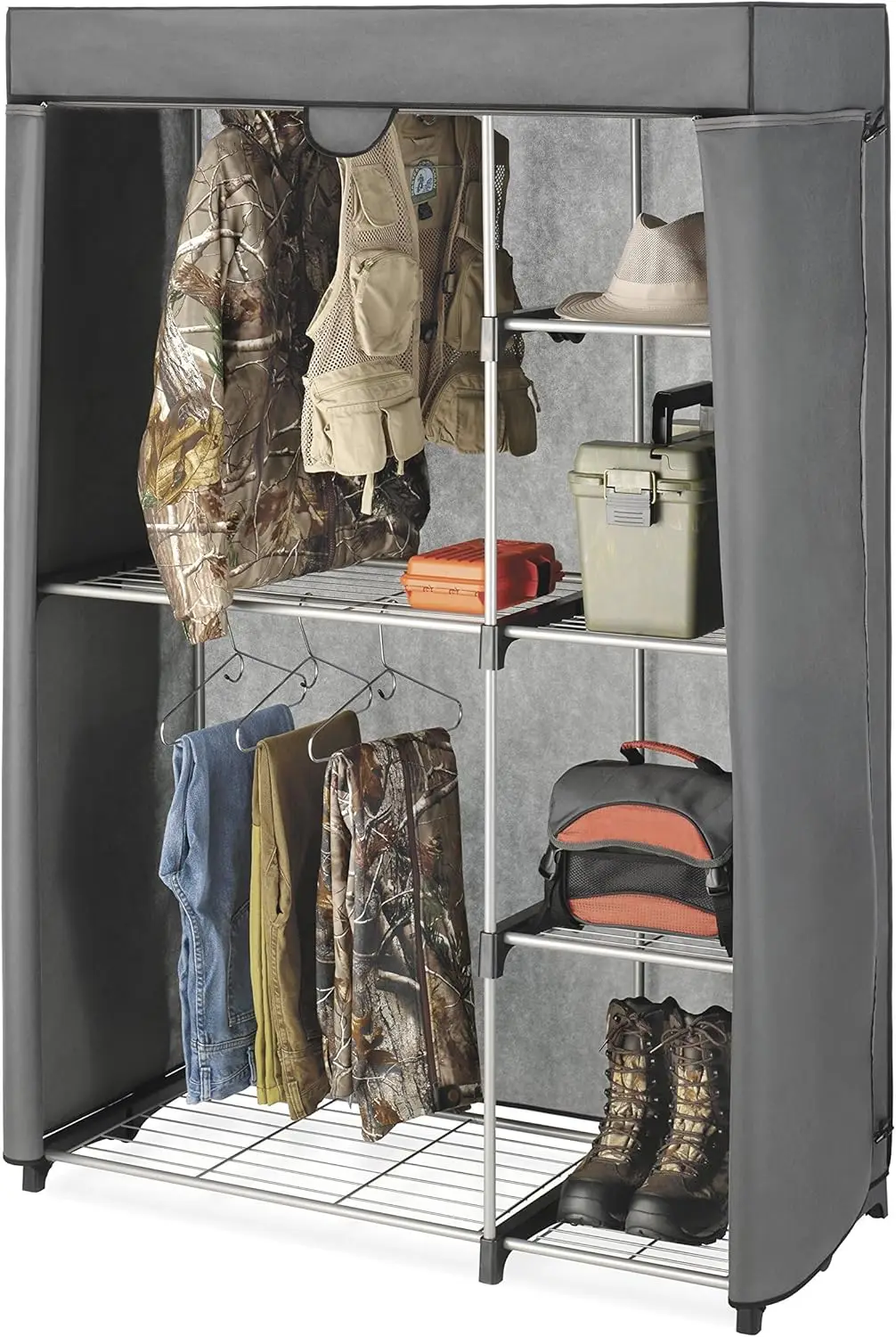 Deluxe Utility Closet - 5 Extra Strong Shelves - Removable Cover