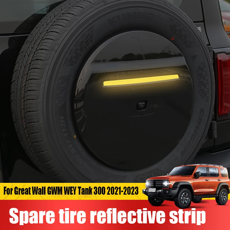 Spare tire reflective strip warning sticker for rear tailgate body only For Great Wall GWM WEY Tank 300 2021 2022 2023 2024