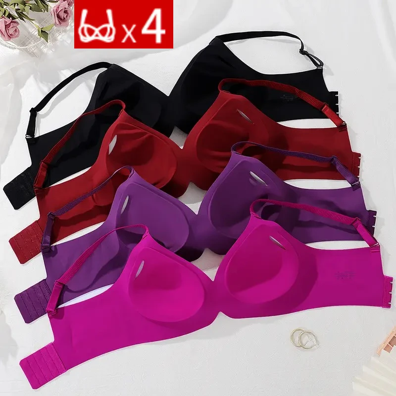 

4 шт. бесшовное нижнее белье, женские бюстгальтеры без стального кольца, бюстгальтер без косточек 3/4, чашка для женщин, бюстгальтер пуш-ап, удобное мягкое сексуальное женское белье