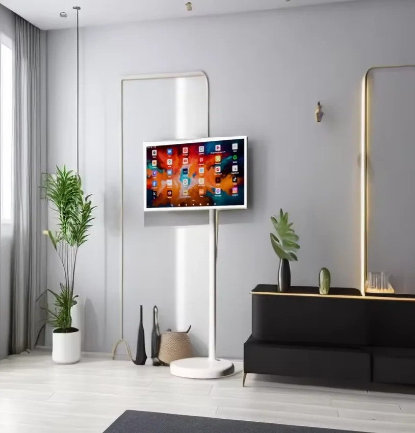 21.5inch Movable Android Television White Mobile Tv With 8MP  Portable Flat Screen Tv Indoor Smart Tvs Portable Tv