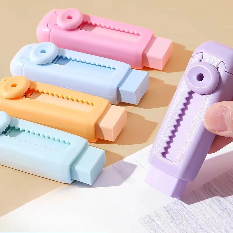 Borrador retráctil creativo de empuje para estudiantes, corrección de dibujo y escritura, papelería, suministros escolares, papelería
