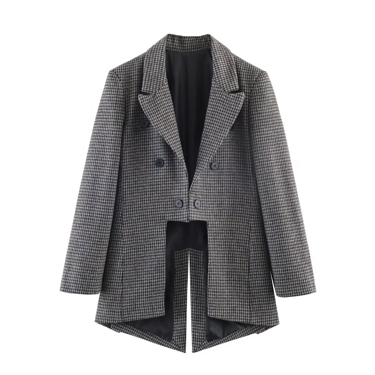 

Женские модные пиджаки SuperAen в европейском и американском стиле, весна 2026, новинка, асимметричные двубортные пиджаки с узором «гусиная лапка»