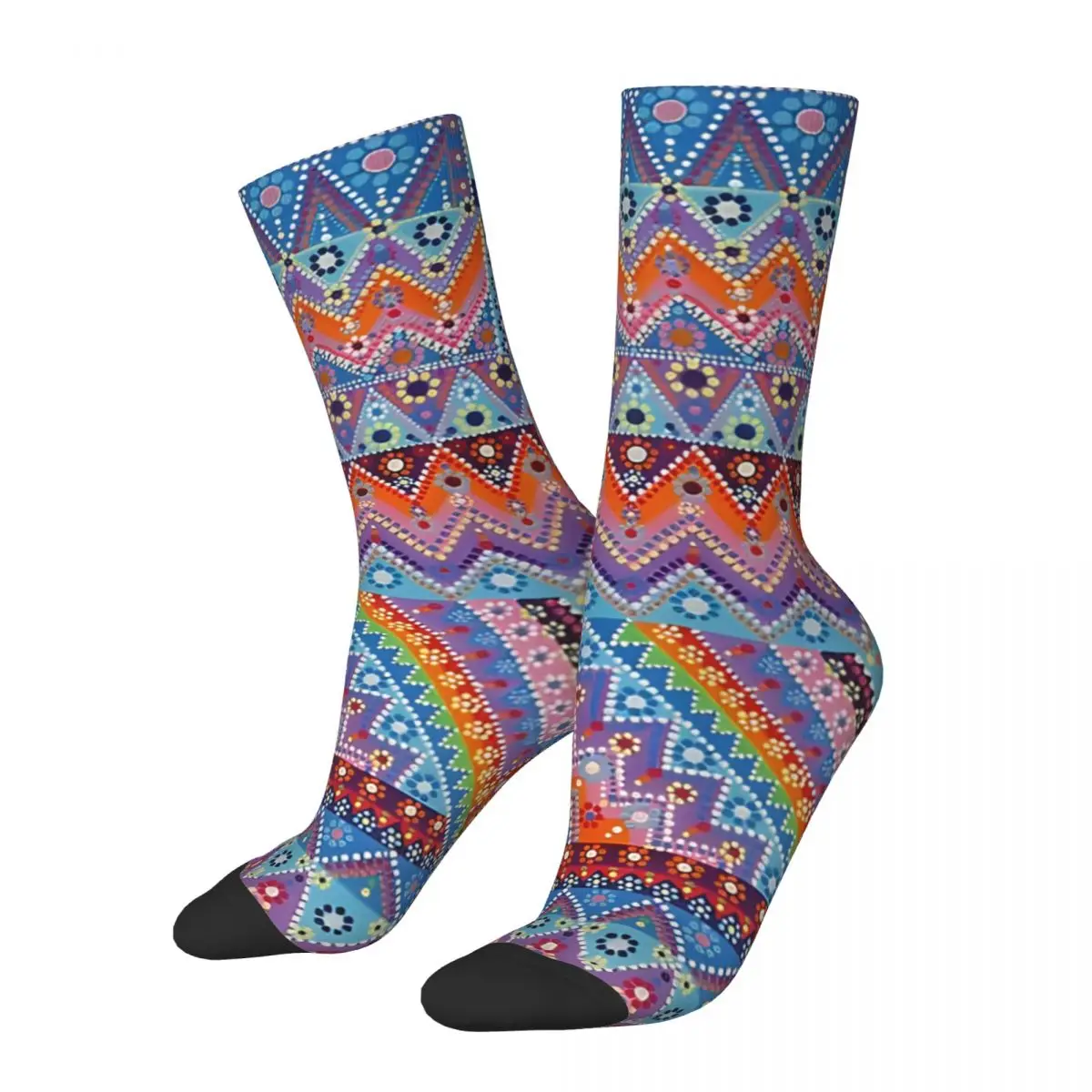 Funny Men's Socks Bohemian Quilt Vintage Street Style Casual Crew Sock Gift Pattern Printed