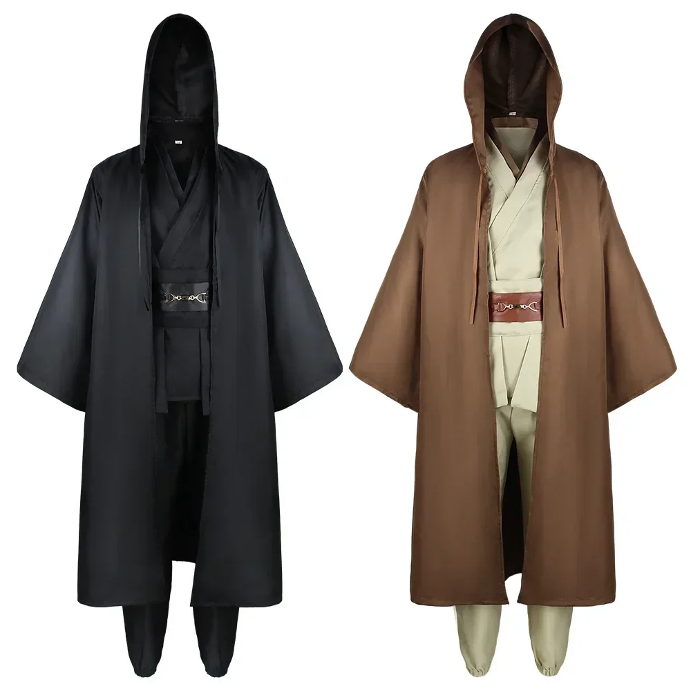 

Robe Adult Male Jedi Knight Tunic Costume Obi Wan Kenobi Men's Costume Hooded Uniform Full Set Halloween Cosplay Cloak
