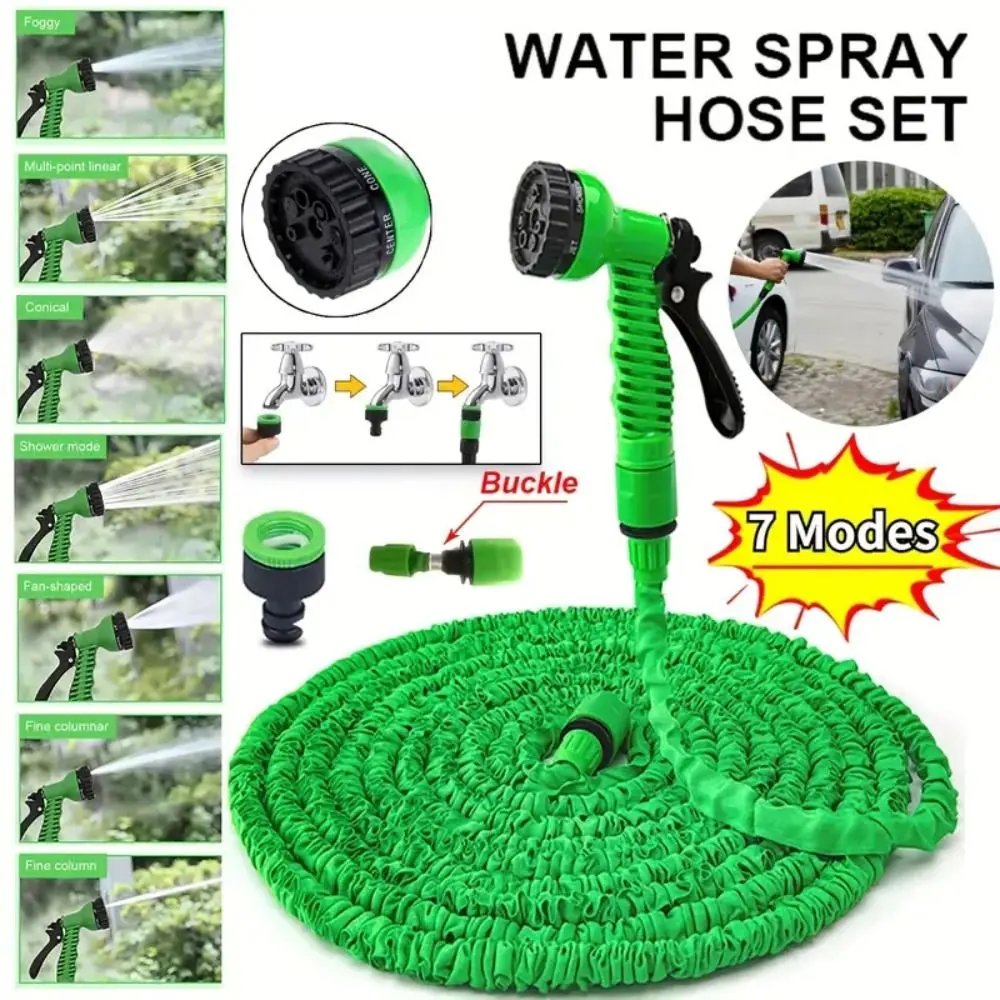Plastic Material Expandable Magic Hose 7 Spraying Functions Lightweight Garden Watering Hose Retractable Design