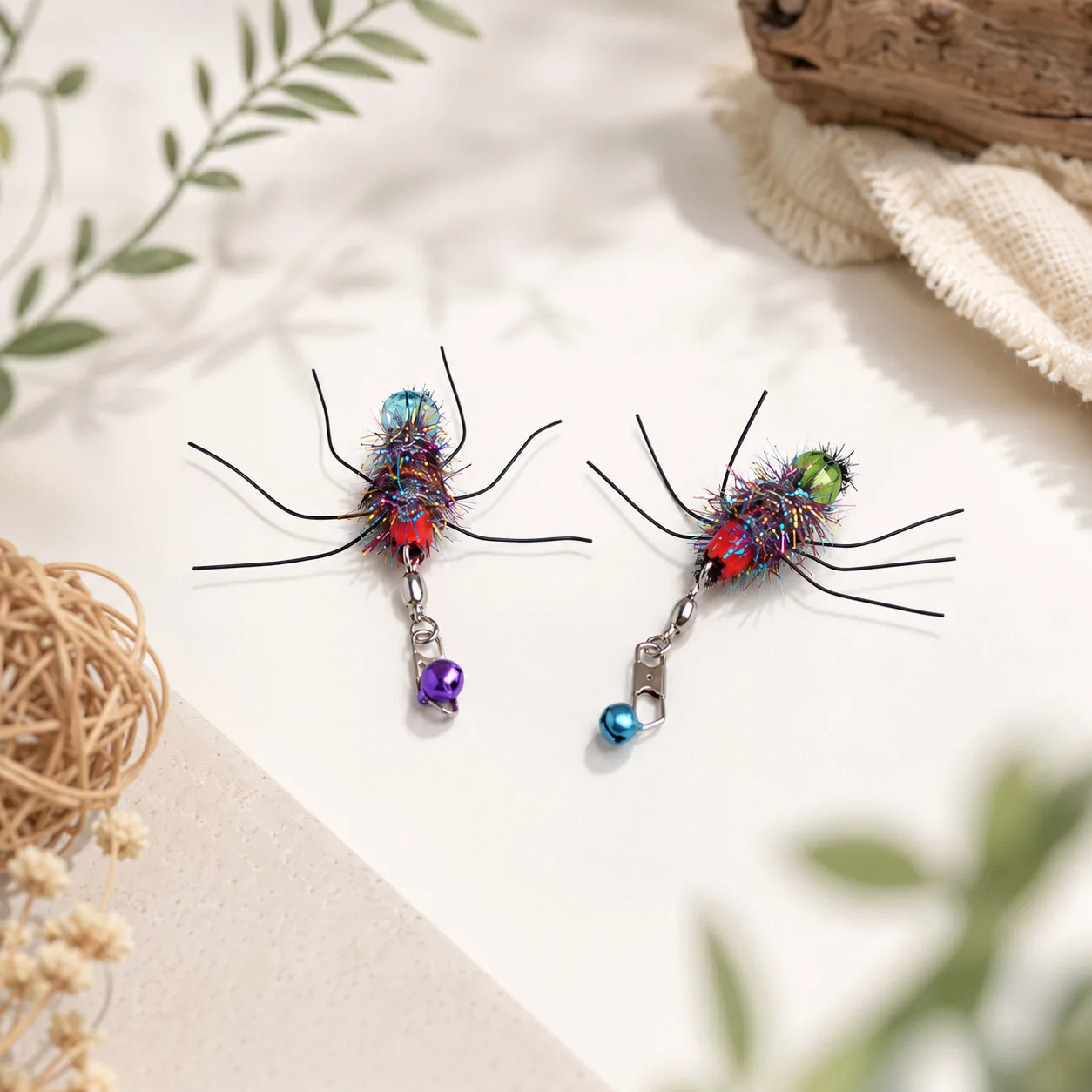 2PCS Simulation Insects Cat Teasing Stick Replacement Head Toy spider Shape Pet Toys