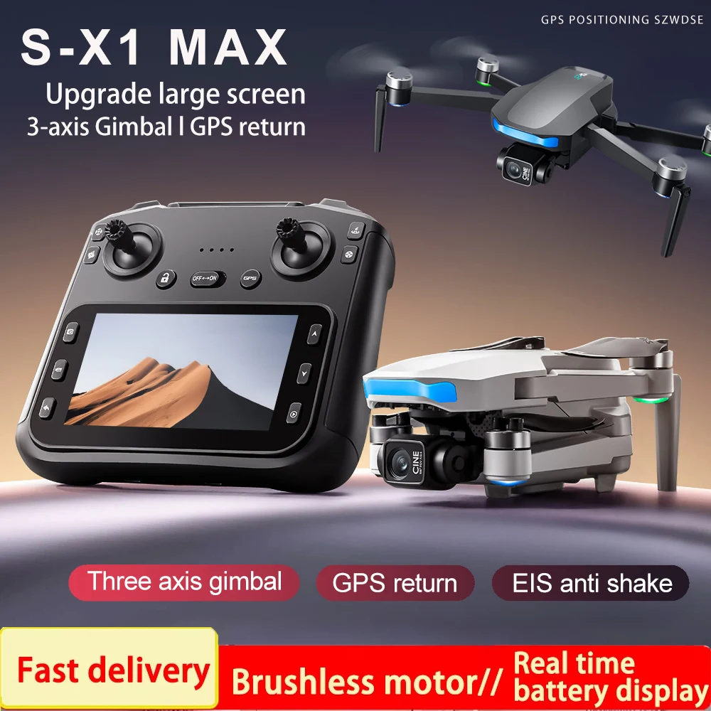 S-X1 MAX 4K طائرة بدون طيار احترافية مع كاميرا عالية الدقة 3-Axis Gimbal GPS Dron فرش 5G WIFI شاشة التحكم عن بعد أجهزة الاستقبال عن بعد اللعب #2