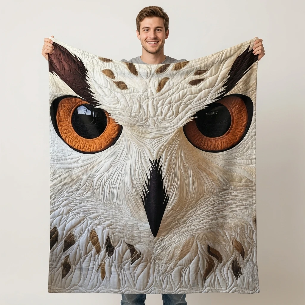 1PC Bohemian Style Large Eye Owl Art Thick Flannel Throw Blanket, Soft Warm Portable Throw, Great Gift for Boys Girls