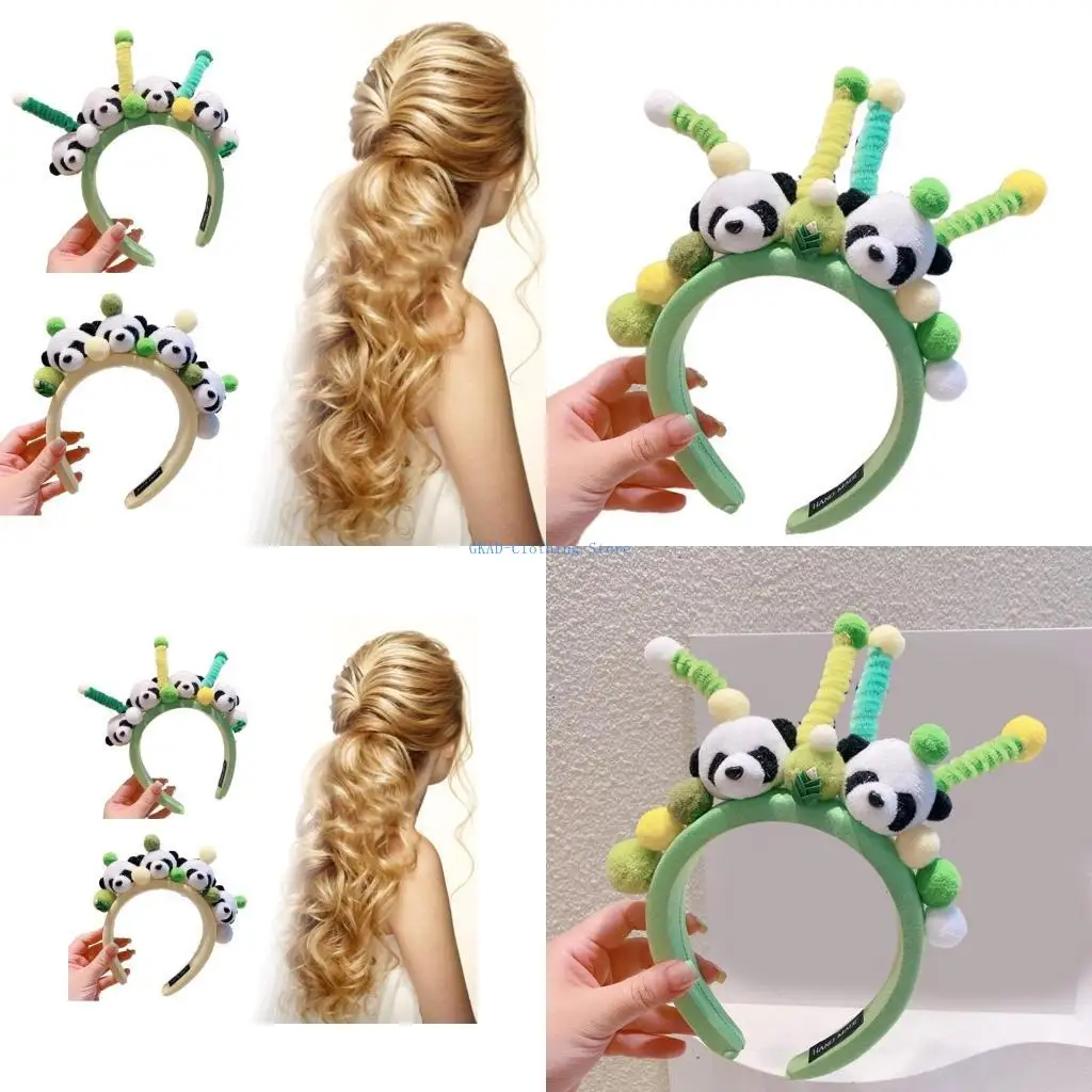 

N0PE Sweet Halloween Live Broadcast Hairband Women Students Photoshoot Hairband Stuffed Panda Cosplay Headbands