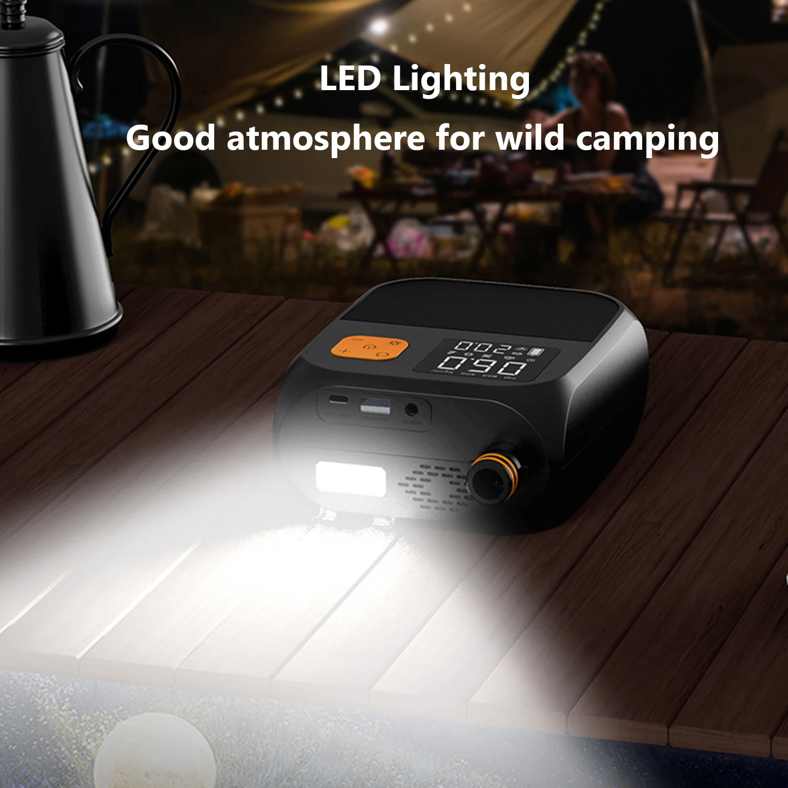 مضخة هواء لاسلكية 8000 مللي أمبير في الساعة شاشة الكريستال السائل منفاخ إطارات كهربائي محمول 25PSI ل سوب كاياك تصفح طائرة ورقية فراش ضاغط الهواء