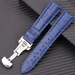 Premium Cow Leather Watchband With Butterfly Clasp Strap 18mm 20mm 22mm 24mm 4 Color Options Replacement Wrist Watch Band