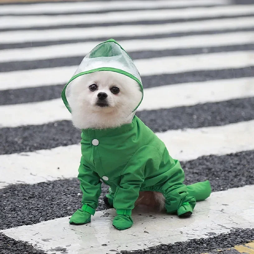 Pet Puppy Dog Raincoat Clothes Small Dog Waterproof Jumpsuit Overalls Clothing Jacket Yorkshire Poodle Puppy Dog Rain coat