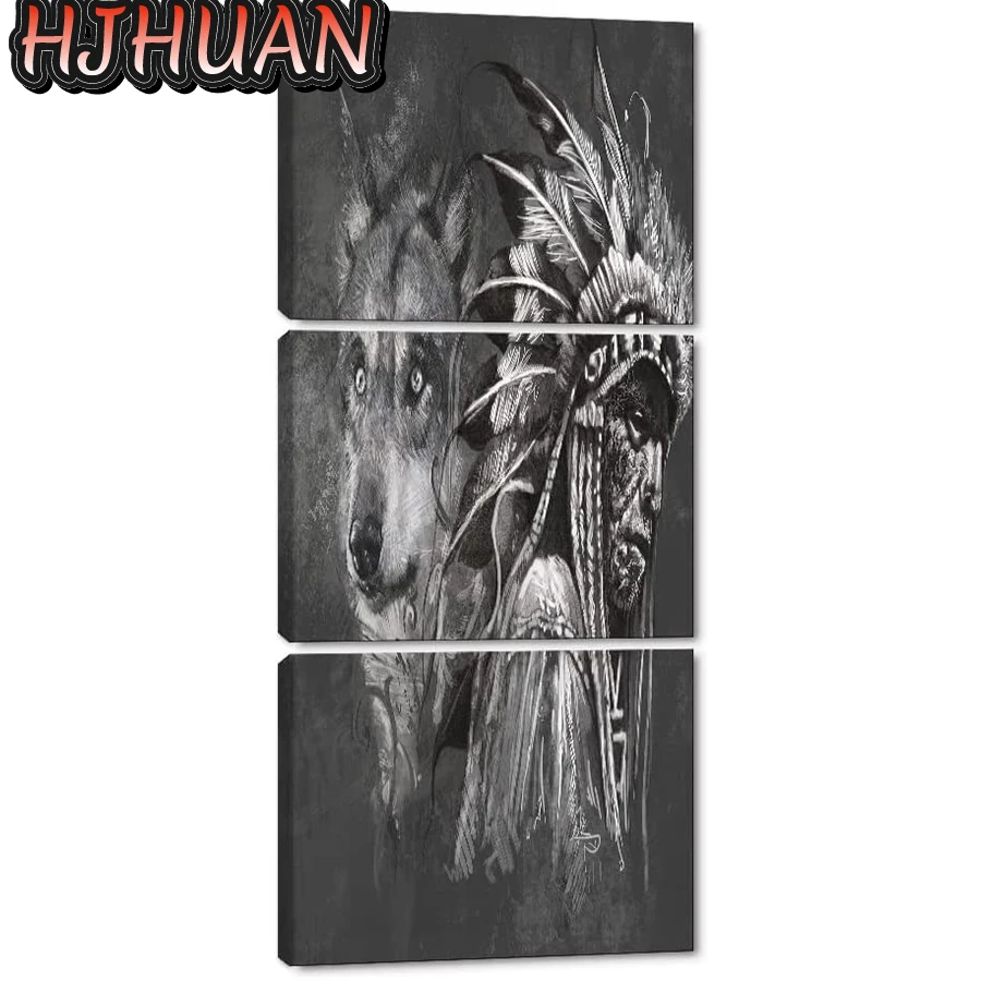 

3 шт. черно-белый пейзаж, старый индийский человек, алмазная живопись, вышивка крестиком, алмазная вышивка, новые изделия ручной работы, домашний декор