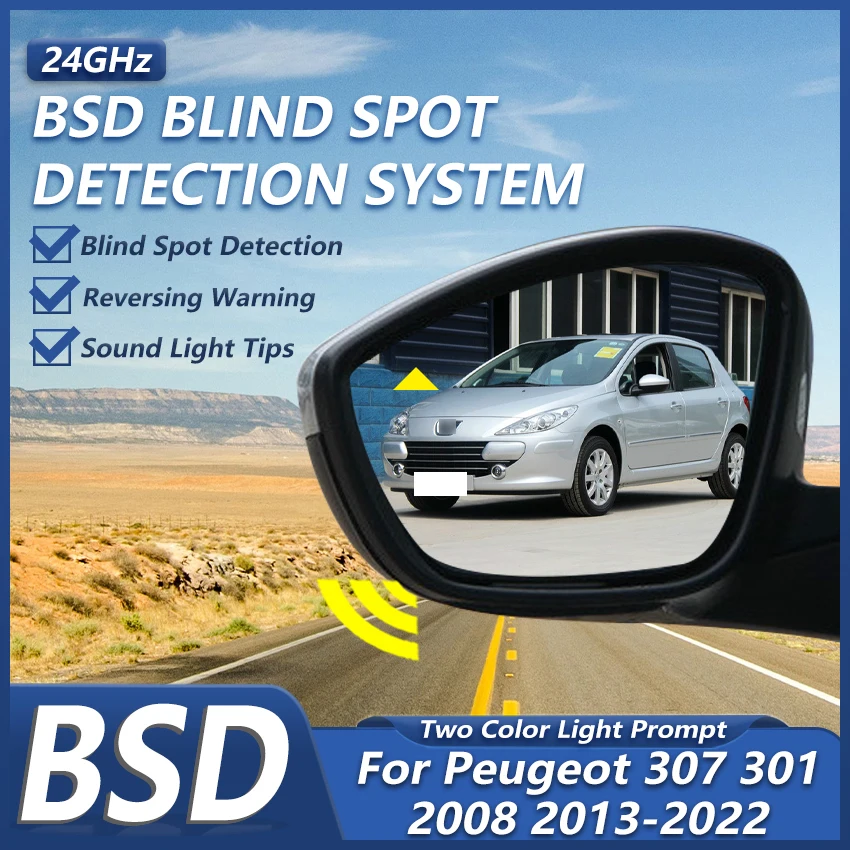 Car 24GHZ Radar Change Lane Aided Alarm Sensor Blind Spot Monitoring System BSD BSA For Peugeot 307 301 2008 2013-2022