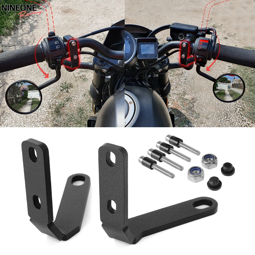 

Down Adaptor Bracket Expansion Stand For Honda Rebel CMX 250 300 500 2017-2025 Handlebar Rear View Side Mirror Flipped Bracket
