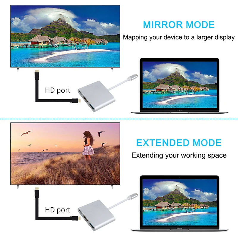 منفذ متعدد نوع C إلى HDMI USB 3.0 محول رقمي AV TV العارض لوحة المفاتيح قارئ OTG Cardreader ل شاومي ل ماك بوك