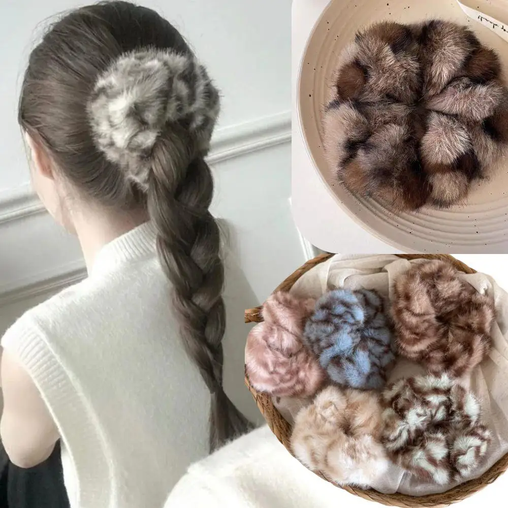 

Зимняя резинка для волос с леопардовым принтом, плюшевая большая веревка для волос в тигровую полоску, резинка для волос, пушистая эластичная резинка для волос, женские модные аксессуары для волос