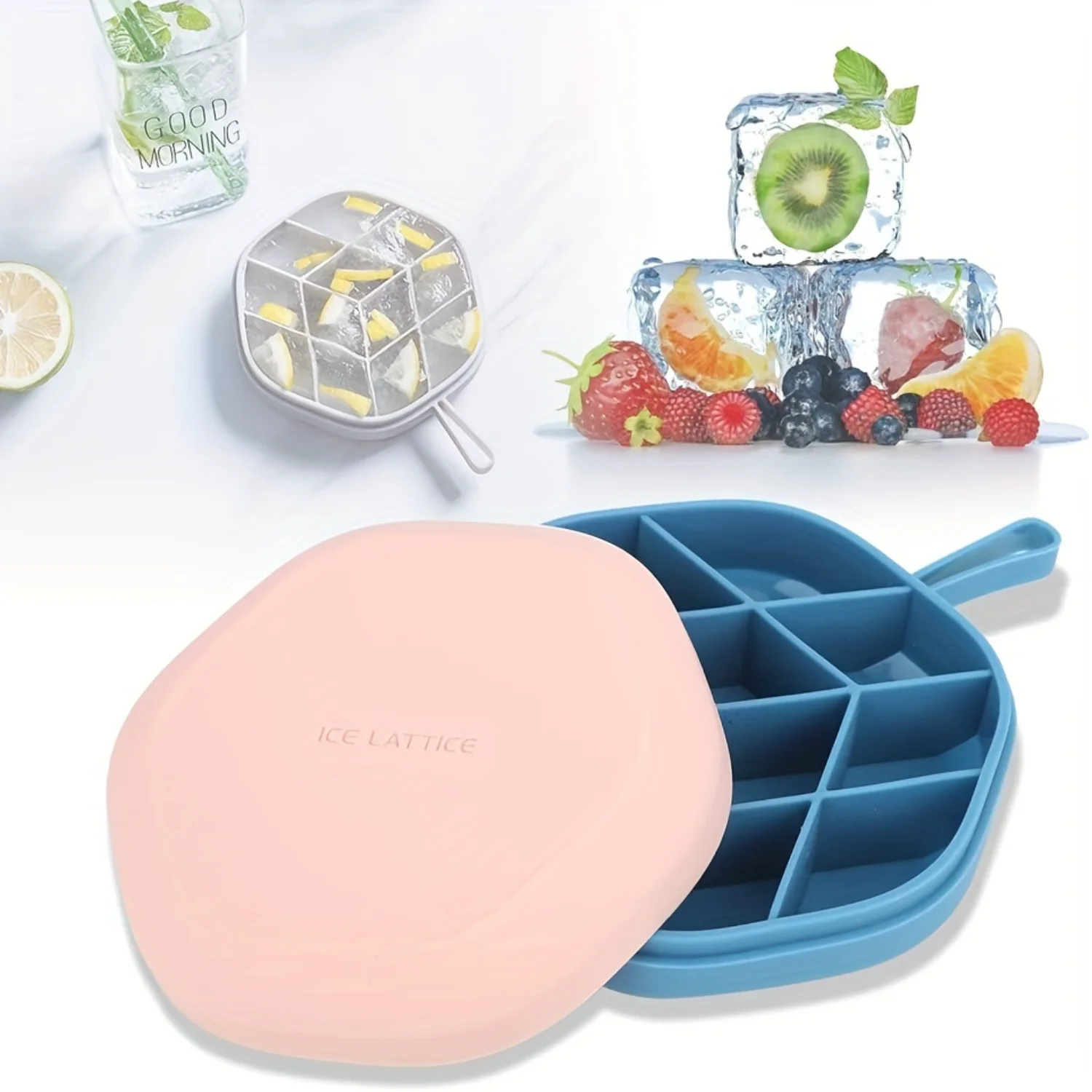 Silicone lce Cube Tray 9 Grids DIY Silicone lce Trays Freeze Pudding Chocolate Candy Monld with Lidldeal Choice for Summer